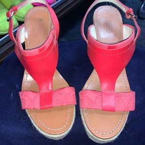 Coach Red/Pink Wedges Size 9